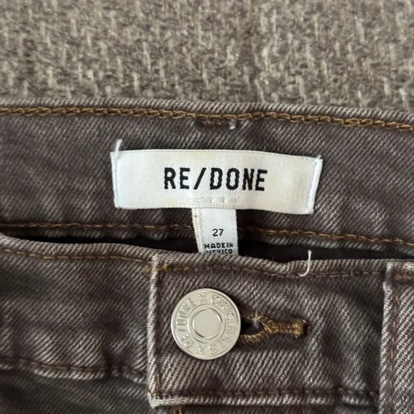 Re/done 70s Ultra High Rise Stove Pipe Jeans Washed Chocolate - Picture 7 of 14